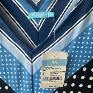 J.McLaughlin Blue and Black V-Neck Dress